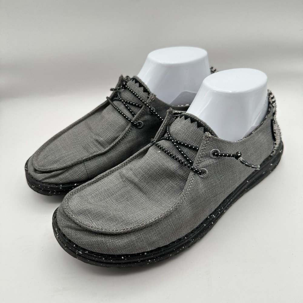 Hey Dude Wendy Chambray Onyx Remix Shoes Size 9 Gray Canvas Comfort Travel House